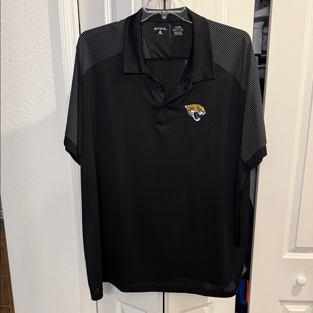 Antigua Men's Black Polo with Team Logo Jaguars